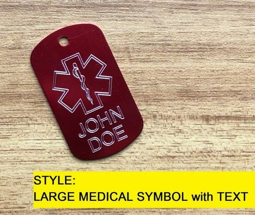 COLLAR PERSONALIZADO GRABADO ALERTA MÉDICA INFORMACIÓN IDENTIFICACIÓN ETIQUETA DE PERRO ALERGIAS DIABÉTICAS HIELO - Imagen 3 de 24