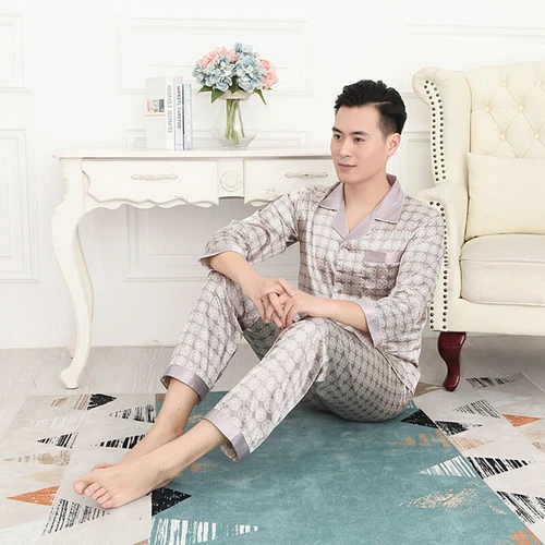 Luxus Herren Seide Satin Pyjama Set Weich Pyjama Langarm Nachtwäsche Loungewear - Bild 39 von 74