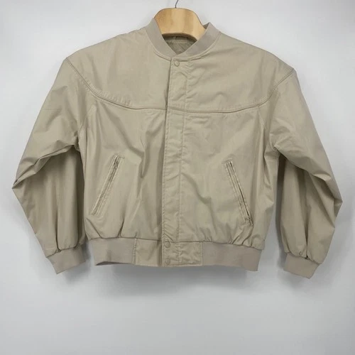 Knightsbridge Bomber Jacket Large Tan Cotton Blend Zip Front Excellent - product listing photo