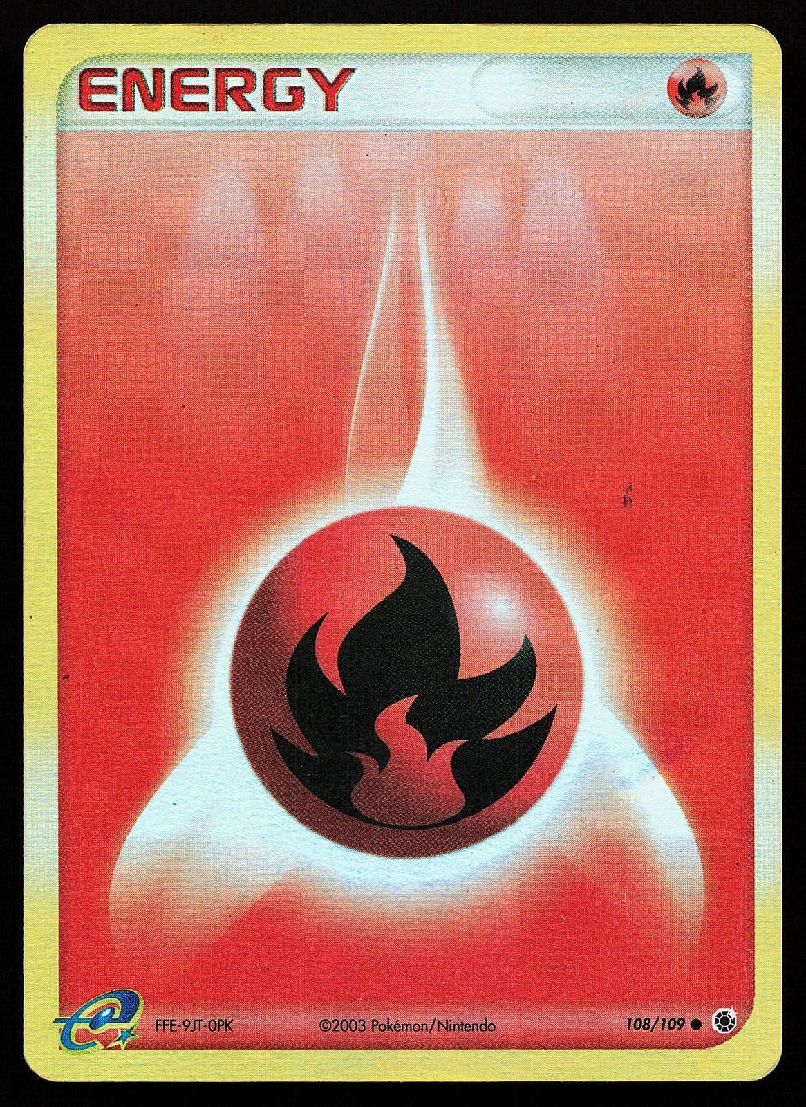 Fire Energy 108/109 Reverse Holo Ruby & Sapphire Pokemon Card creased