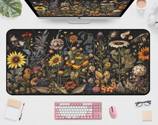 Retro Mouse Pad XXL Flower Sunflower Plant Desk Mat, Long Computer Mat, Gaming