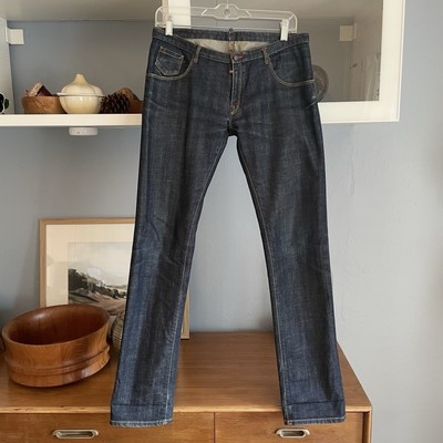 Dsquared2 Vintage Y2K Low Rise Slim Straight Jeans Whale Logo Size 44