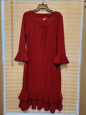 Oscar An Oscar de La Renta Co. Womens Red Long Sleeve Midi Dress Size XL