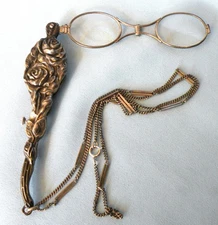 ART NOUVEAU ANTIQUE STERLING SILVER LORGNETTE Unger Brothers ROSES Marked 925