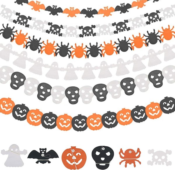 Halloween Deko Banner 6-Teilig KüRbis Gespenst Fledermaus Spinne Skelett Party-image