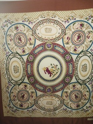 LANCEL Paris France Multicolor Roman Accent Silk Scarf VINTAGE RARE! SEE DESCRIP