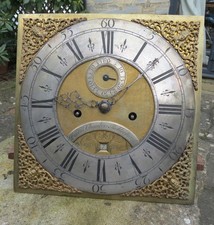 Early 1700s Longcase Clock Dial and Movement. 8-Day. Chambers, Pucklechurch, 12"