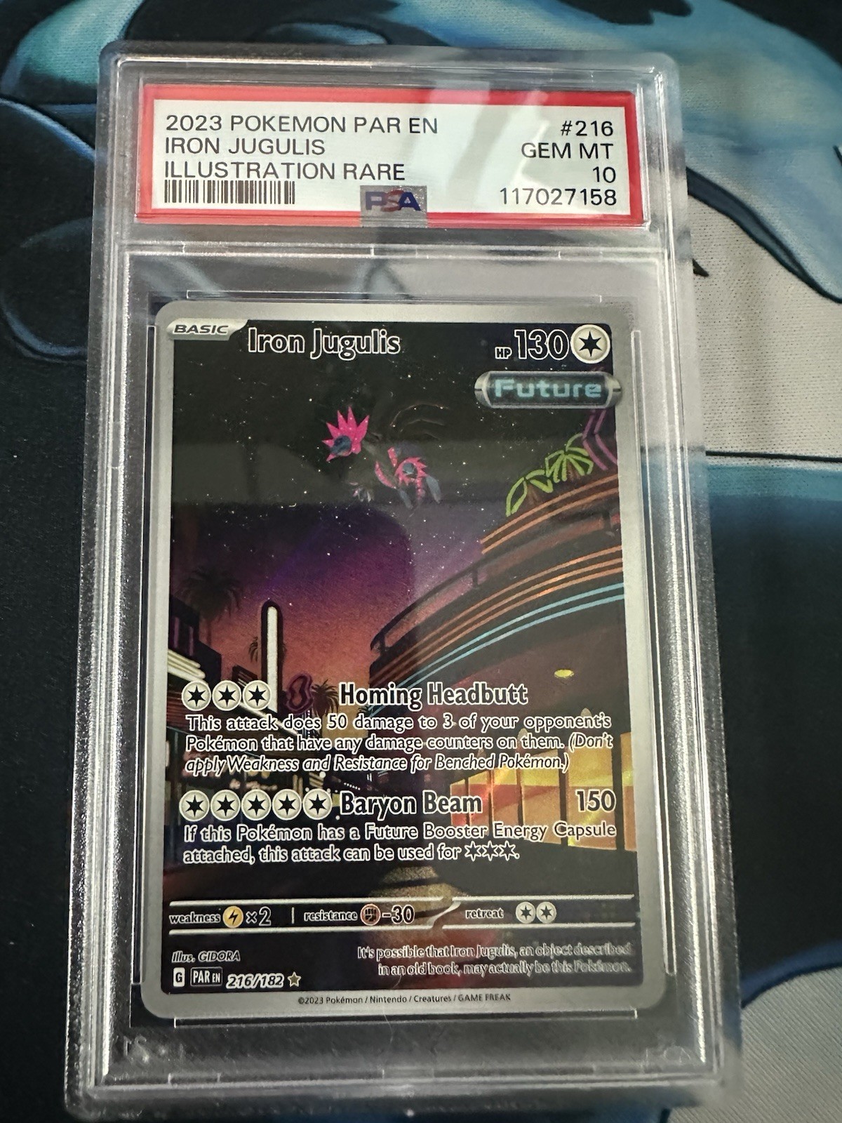 2023 Pokemon Par En-Paradox Rift Illustration Rare Iron Jugulis #216 PSA 10