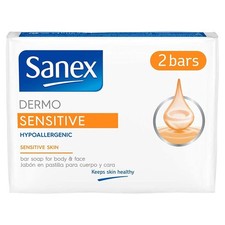 Sanex Sensitive Skin Bar Soap 90g 2 Pack - Hand 90 g (Pack of 2), White 