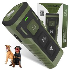 Dog Bark Deterrent Device Ultrasonic Anti-Barking Devices Up to 50FT Army green