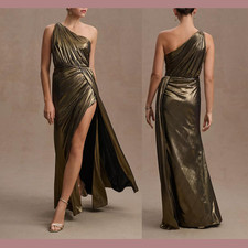 NWT IEENA Mac Duggal [ 0 ] 26537 Metallic One Shoulder Draped Gown #S1715