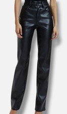 Good American Women's Black Faux Vegan Leather Good Icon Jeans Pants Size 6