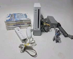 Nintendo Wii Console RVL-001 w/ OEM Controller & Cables + 5 Games
