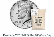 2025 PD KENNEDY HALF DOLLAR 200 COIN BAG SEALED BOX