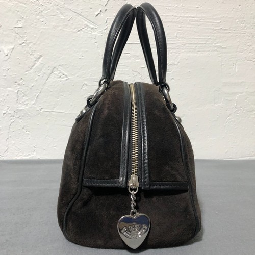 Juicy Couture Vintage BAG Purse BOWLER Royal Handbag Black Velour Satchel Y2K - Picture 7 of 24