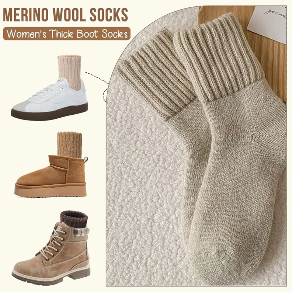5 Pares Calcetines Bota Invierno Sólidos Gruesos Cálidos Calcetines Acogedores Crew Regalo de Navidad Foto 2 de 4