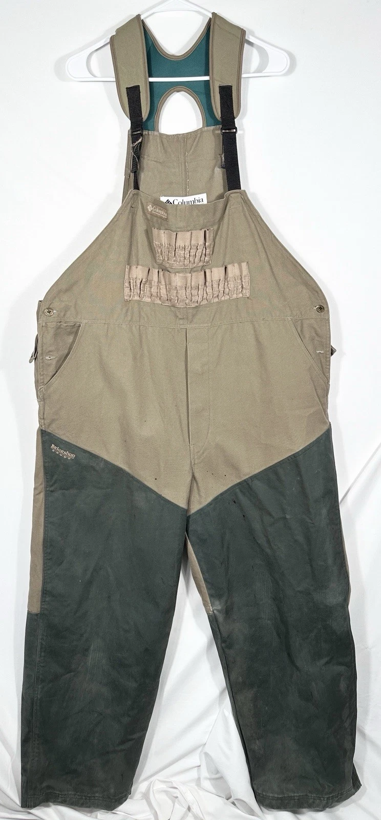 Columbia Briarshun Stout Mens XL Khaki Green Canvas Hunting Bibs Overalls Pants