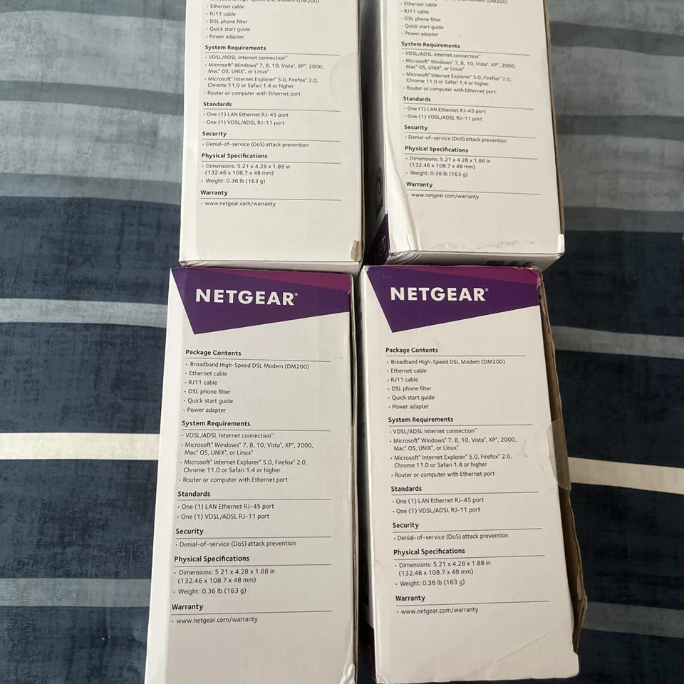 Lot of 4 NETGEAR Broadband High-Speed DSL Modem VDSL/ADSL (DM200)Open Box - Image 2 of 3