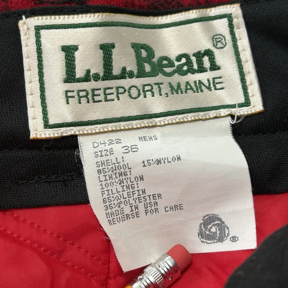 VTG 80s LL Bean Flannel Hunting Pants Men’s 35x32 Buffalo Plaid Wool Thinsulate - Image 2 of 4