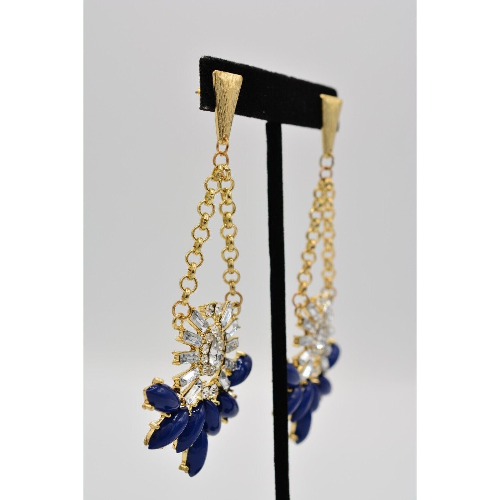 Statement Earrings Dangle Cabochon Crystal Chain … - image 4