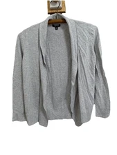 APT 9 sweater Womens Size PM petite medium gray open front cardigan (T1456H)