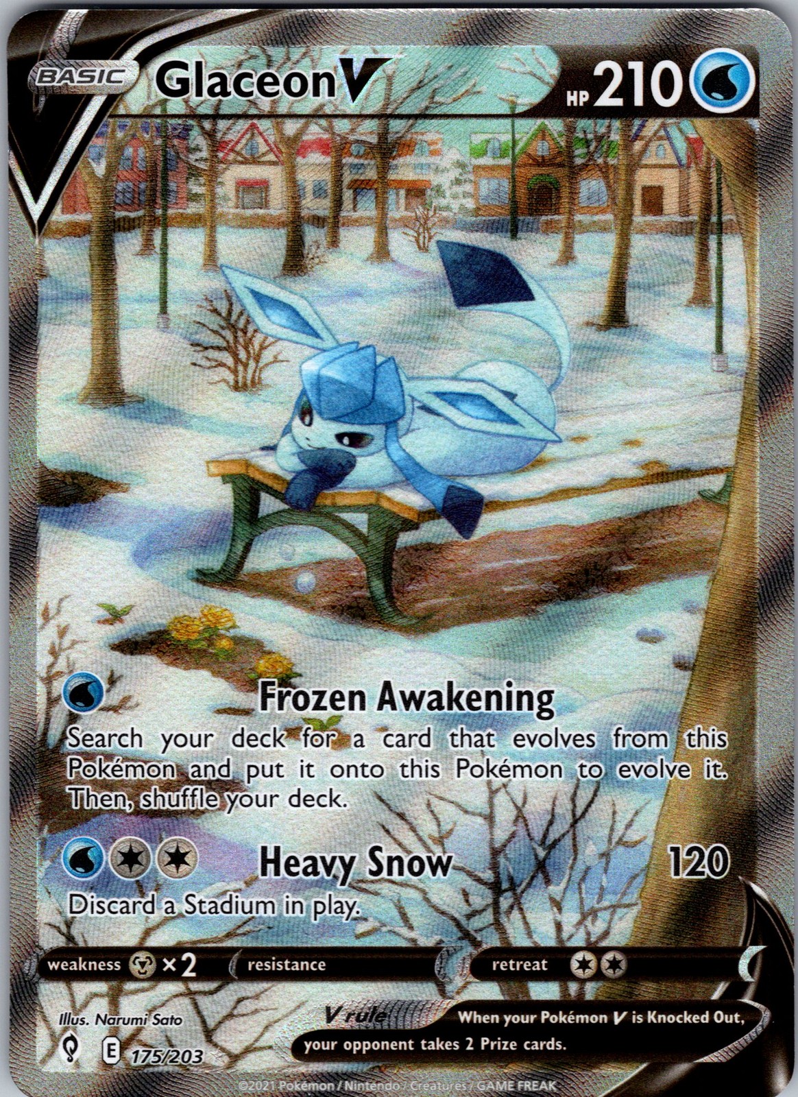 Glaceon V (Alternate Full Art) Ultra Rare SWSH07: Evolving Skies 175/203 NM