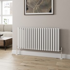 Designer Radiator Horizontal White Oval Column Rads Single Panel 600x1200mm