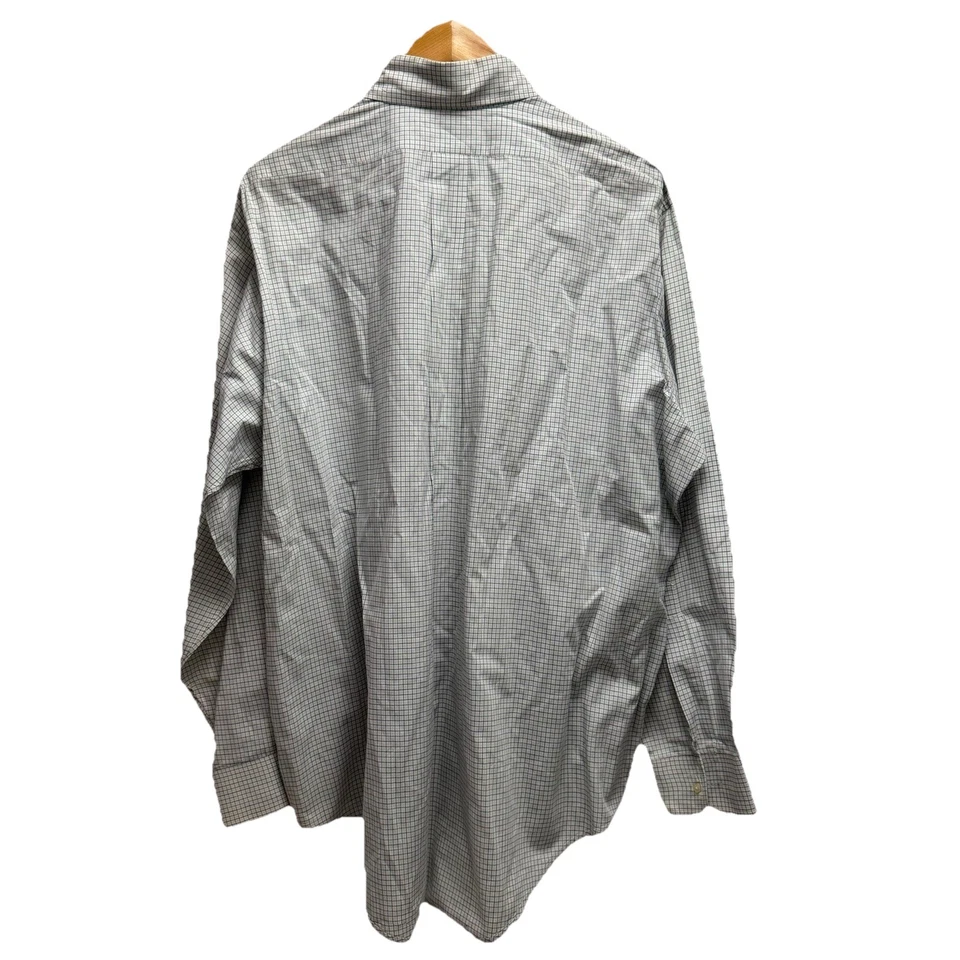 Mercer & Sons Men's 17/34 White/Green/Purple Checkered Button Down Cotton Shirt - Image 3 of 4