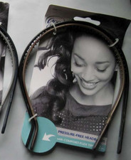 2 Goody Ouchless Flex Pressure Free Thin Head Bands Flexible Comfort Tips Brown