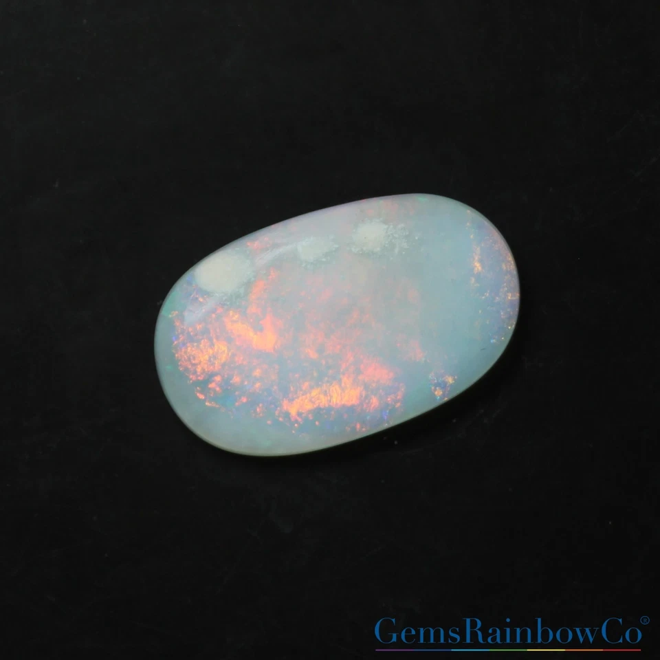 Cabujón de ópalo australiano natural 7 quilates piedra preciosa suelta ovalada con juego de fuego naranja Foto 2 de 4