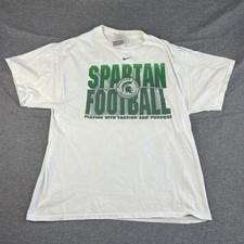 Michigan State Spartans Shirt Size Large Vintage Nike Centre Swoosh White Tee