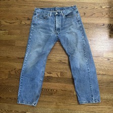 Levis 505 Mens Jeans 36x29 Medium Wash Regular Fit Straight Leg Blue Denim