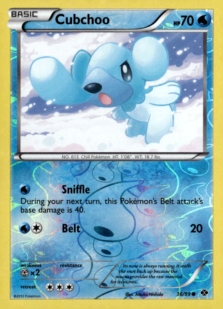 Cubchoo Common Reverse Holo Next Destinies 36/99 Pokémon TCG