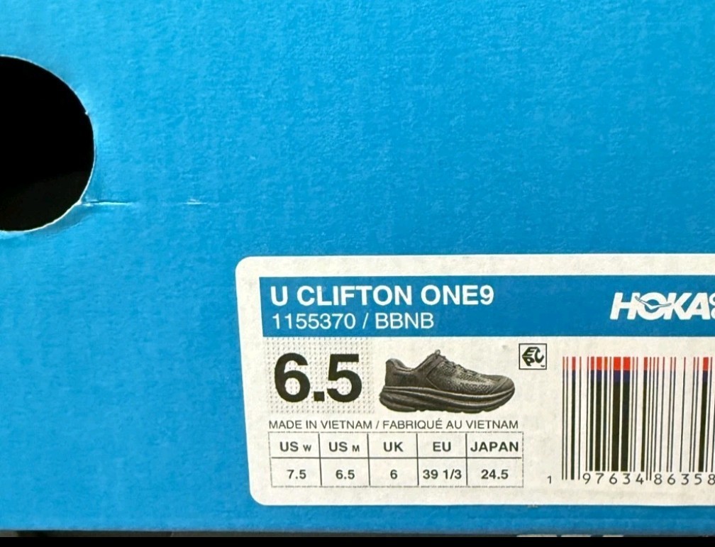 HOKA Clifton One9 Men’s Running Sneaker Carbon Black Mesh 1155370-BBNB