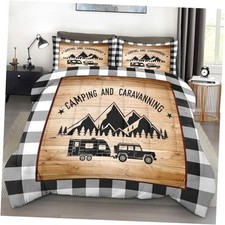 Comforter Set Size, Camper Vintage Mountain Soft 3 Pcs Queen Camper Mountain