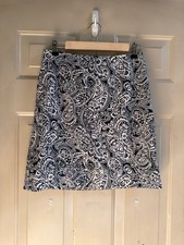 Talbots Paisley Skirt Size 4P Black White Straight A-Line Petite Boho Chic