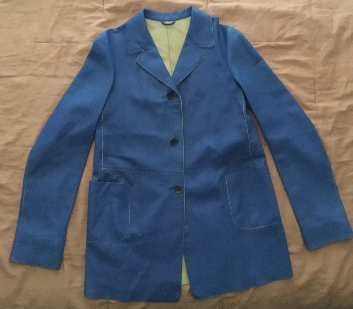 JIL SANDER 25SS 襟レザー カバーオール　チョアジャケット　44 SUGAR CANE シュガーケーン カバーオール SC15655 11oz. BLUE DENIM