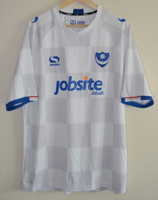 Portsmouth 2017/18 Sondico weiß, grau & blau Auswärtstrikot Herren 2XL - gemarkt