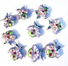 9 ct Cloisonne WHITE FISH Beads - MINT 3 per see details Fre Ship