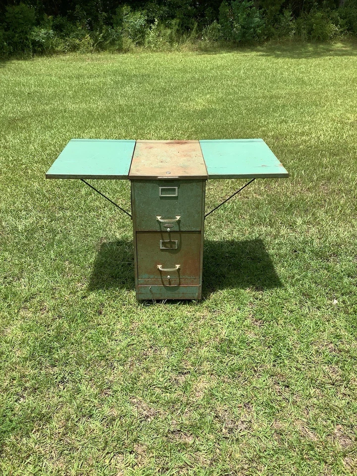 古董 Cole 钢制文件柜带折叠工作区 — 第 3/4 张图片