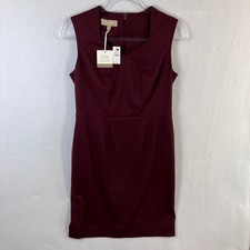 Talbots Sleeveless Virgin Wool Sheath Dress Petite Size 6P Burgundy Lined NWT