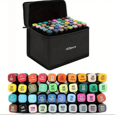 40 Stück Alkohol Marker Doppelmarker weiß Kunststift Set - perfekt zum Ausmalen