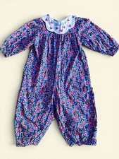 VTG OshKosh B'gosh Floral Romper 24 Month 2 T Embroidered Collar Y2K Pink Multi