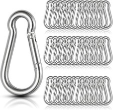 60Pcs Stainless Steel Carabiner Clip Spring-Snap Hook 1/4 In, M6 X 2 3/8 Inch Sm