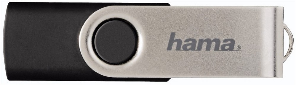 USB-накопитель Hama 108029 ROTATE 32 ГБ со скоростью 6 МБ/с Schwarz-Silber