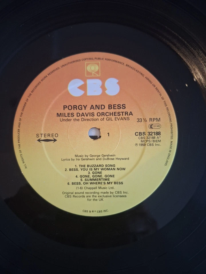 Miles Davis Porgy And Bess CBS 1980's Reissue UK CBS 32188 Vinyl LP - Image 4 of 4