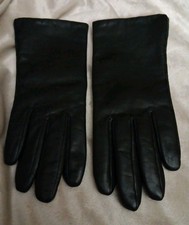 Black Leather Gloves Thinsulate Lined Women  s 6.5