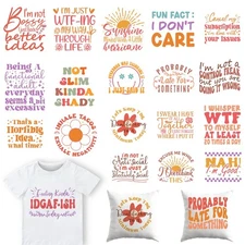 Boho Sarcastic Iron on Transfers - 20 Sheets Funny Sarcasm DTF Ready to Press...