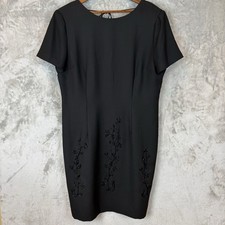 Sag Harbor Classic Black Beaded Shift Dress Sz 16