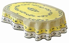 Spring and Easter Oval Fabric Tablecloth, 60 x 84 Inch, Olivier Yellow and Grey